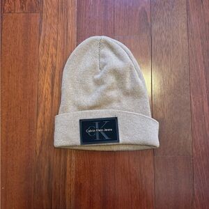 Calvin Klein Jeans Beige Folded Cuff Knit Beanie